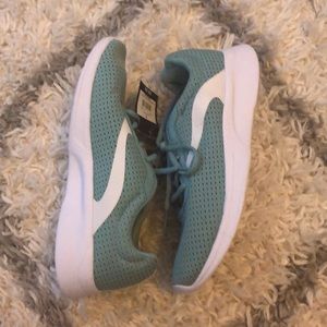 Blue athletic works shoes